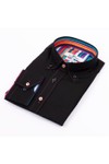 Claudio Lugli Mens Black Rainbow Trim Shirt