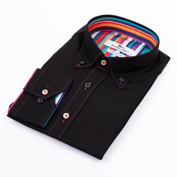 Claudio Lugli Mens Black Rainbow Trim Shirt main image
