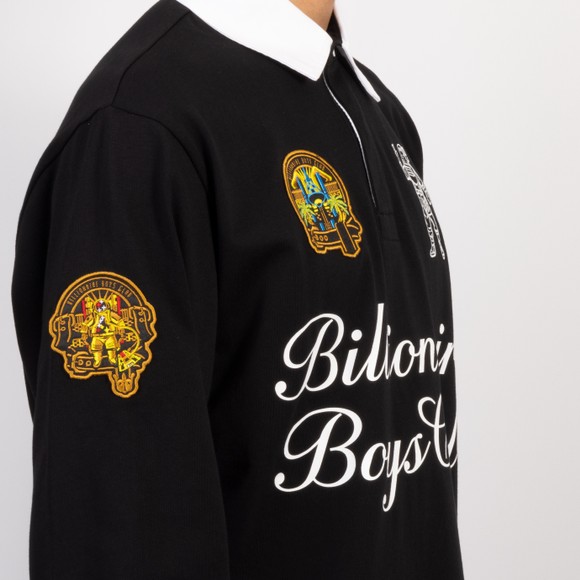 Billionaire Boys Club Mens Black Script Panelled Rugby Shirt #3