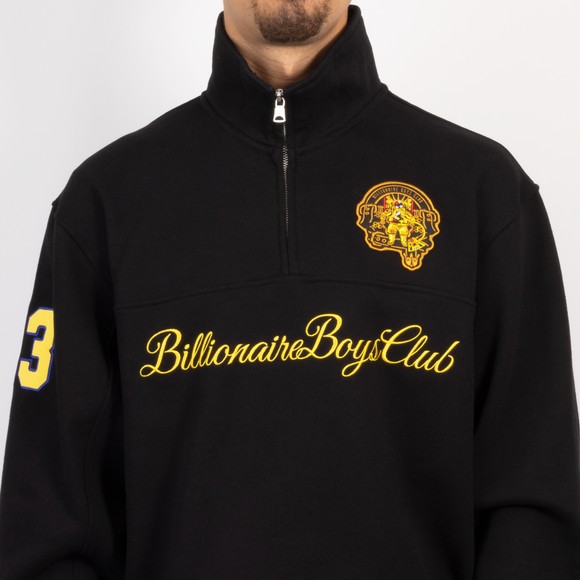 Billionaire Boys Club Mens Black Script Panelled 1/4 Zip Sweatshirt #3