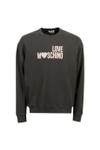 Love Moschino Mens Black Washed Large Logo Crew Neck Sweatshirt