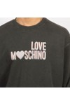 Love Moschino Mens Black Washed Large Logo Crew Neck Sweatshirt