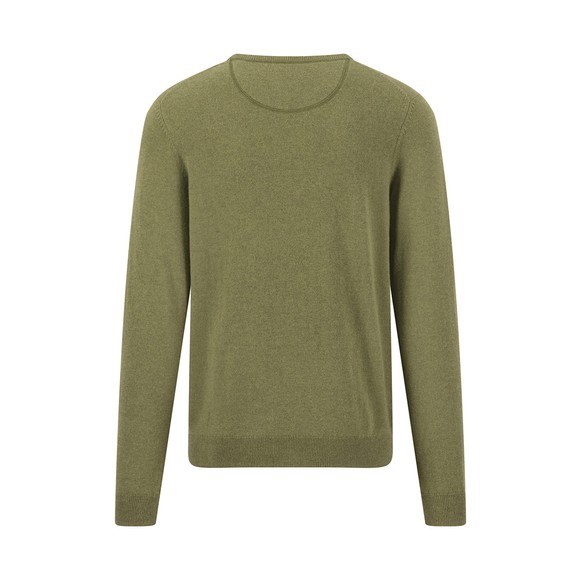 Fynch Hatton Mens Green Merino Cashmere Crewneck Jumper main image