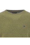 Fynch Hatton Mens Green Merino Cashmere Crewneck Jumper