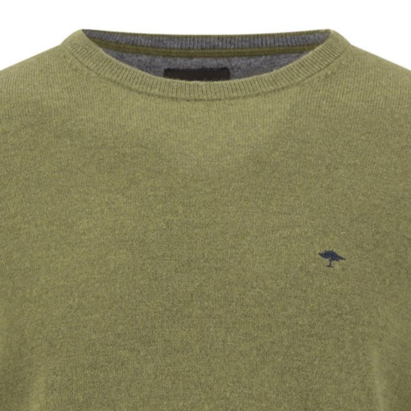 Fynch Hatton Mens Green Merino Cashmere Crewneck Jumper