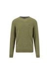 Fynch Hatton Mens Green Merino Cashmere Crewneck Jumper