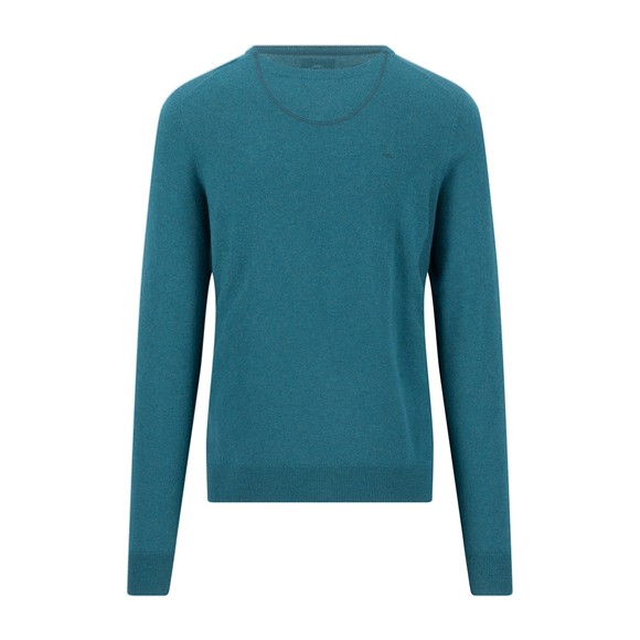 Fynch Hatton Mens Green Merino Cashmere Crewneck Jumper main image