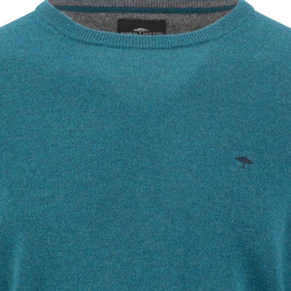 Fynch Hatton Mens Green Merino Cashmere Crewneck Jumper