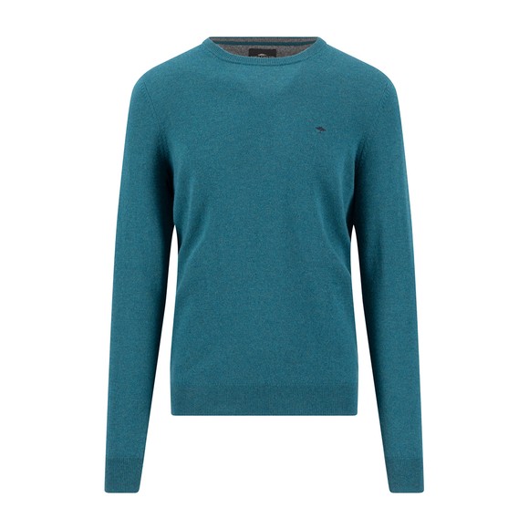Fynch Hatton Mens Green Merino Cashmere Crewneck Jumper
