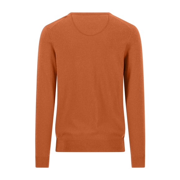 Fynch Hatton Mens Orange Merino Cashmere Knitted V-Neck Jumper main image