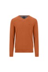 Fynch Hatton Mens Orange Merino Cashmere Knitted V-Neck Jumper
