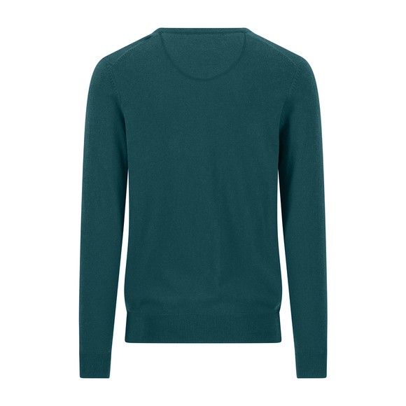 Fynch Hatton Mens Green Merino Cashmere Knitted V-Neck Jumper main image