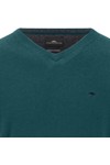 Fynch Hatton Mens Green Merino Cashmere Knitted V-Neck Jumper