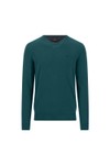 Fynch Hatton Mens Green Merino Cashmere Knitted V-Neck Jumper