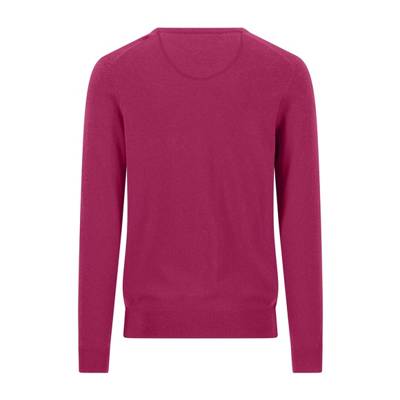 Fynch Hatton Mens Purple Merino Cashmere Knitted V-Neck Jumper main image