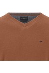 Fynch Hatton Mens Brown Merino Cashmere Knitted V-Neck Jumper