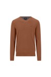 Fynch Hatton Mens Brown Merino Cashmere Knitted V-Neck Jumper