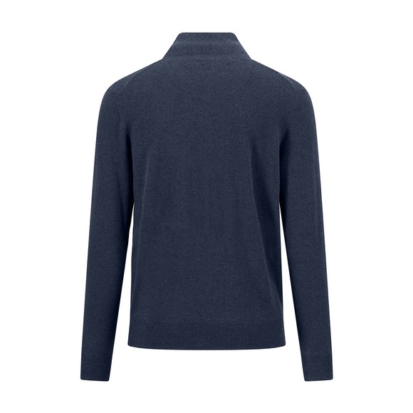 Fynch Hatton Mens Blue Merino Cashmere 1/4 Jumper main image