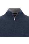 Fynch Hatton Mens Blue Merino Cashmere 1/4 Jumper