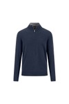 Fynch Hatton Mens Blue Merino Cashmere 1/4 Jumper
