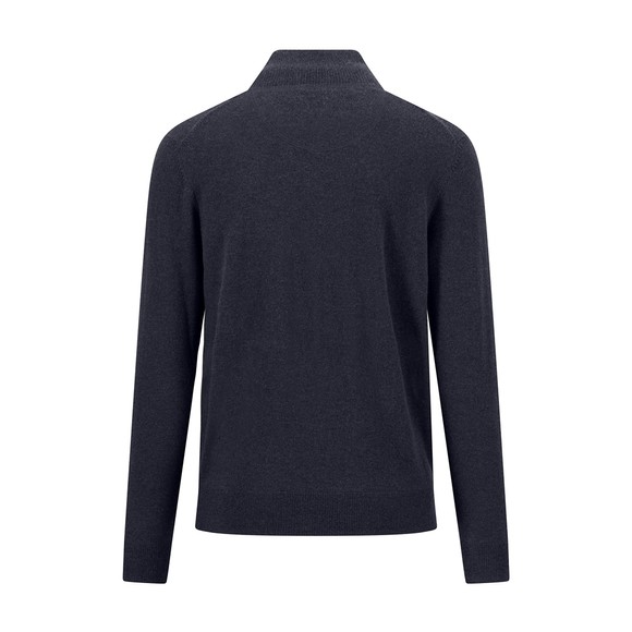 Fynch Hatton Mens Blue Merino Cashmere 1/4 Jumper main image