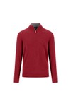 Fynch Hatton Mens Red Merino Cashmere 1/4 Jumper