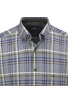 Fynch Hatton Mens Blue Premium Melange Check Shirt
