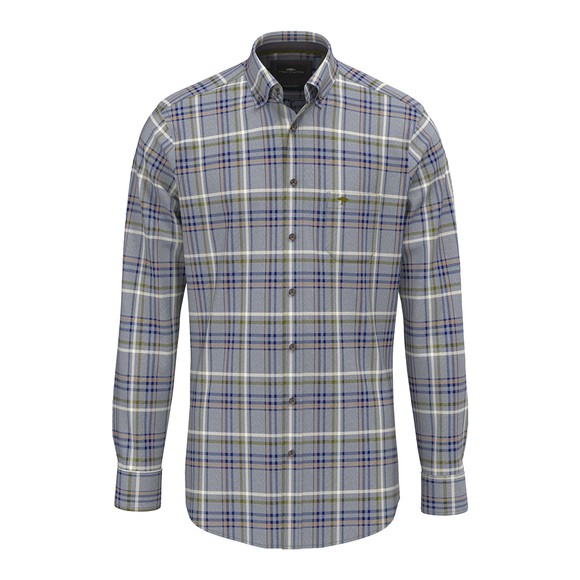 Fynch Hatton Mens Blue Premium Melange Check Shirt
