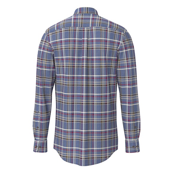 Fynch Hatton Mens Blue Premium Melange Check Shirt main image