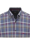 Fynch Hatton Mens Blue Premium Melange Check Shirt