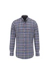 Fynch Hatton Mens Blue Premium Melange Check Shirt