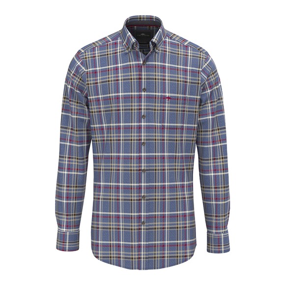 Fynch Hatton Mens Blue Premium Melange Check Shirt