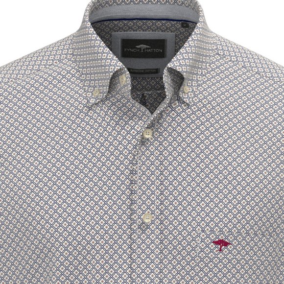 Fynch Hatton Mens Blue Geometric Print Shirt