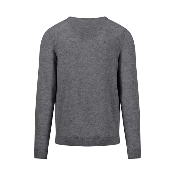 Fynch Hatton Mens Grey Merino Cashmere Knitted V-Neck Jumper main image