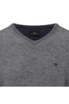Fynch Hatton Mens Grey Merino Cashmere Knitted V-Neck Jumper