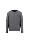 Fynch Hatton Mens Grey Merino Cashmere Knitted V-Neck Jumper