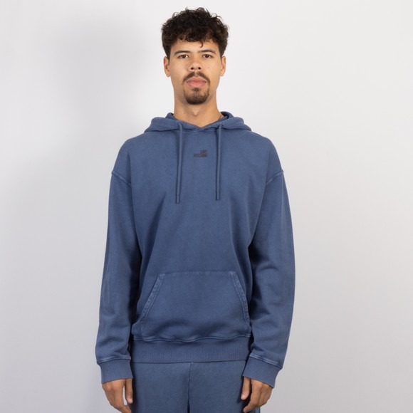 Love Moschino Mens Blue Printed Logo Washed Hoody