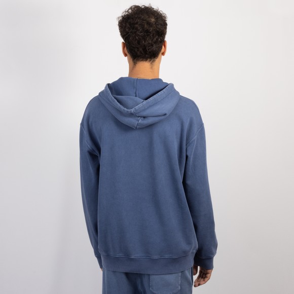 Love Moschino Mens Blue Printed Logo Washed Hoody main image