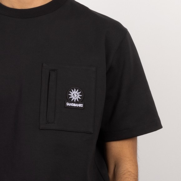 Sandbanks Mens Black Zip Pocket Interlock T-Shirt #3