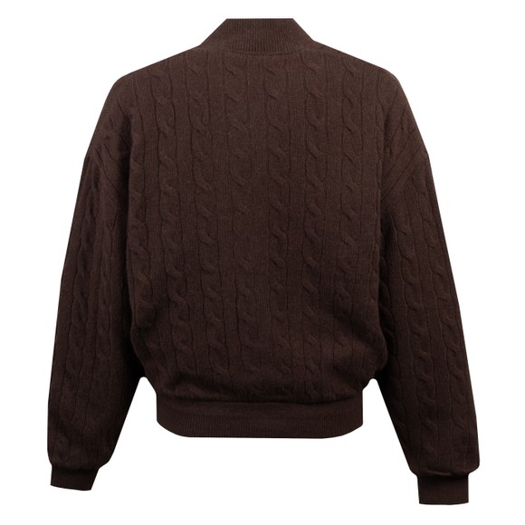 Polo Ralph Lauren Womens Brown Cable Knit Wool Cashmere Snapped Jumper #3