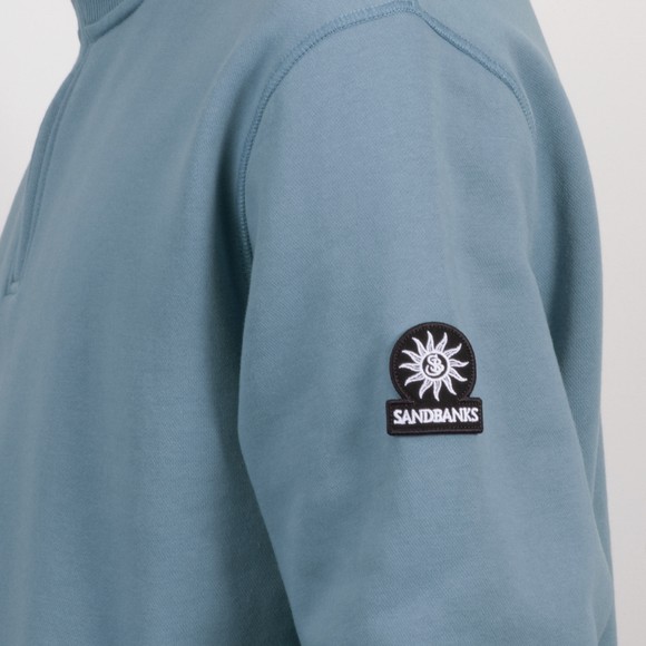 Sandbanks Mens Green Badge Logo Half Zip Sweatshirt #3