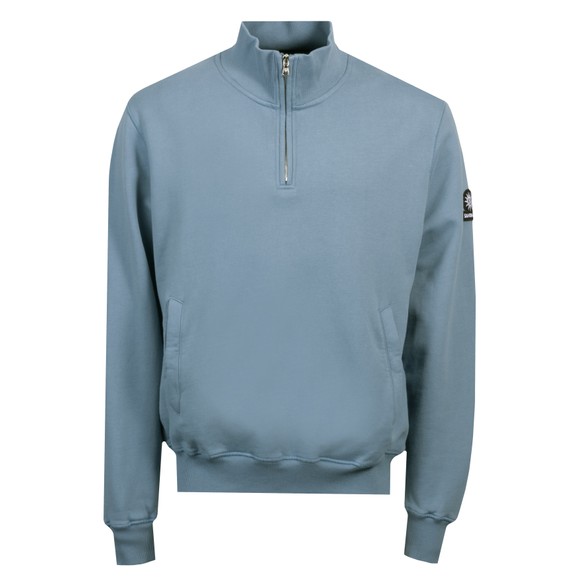 Sandbanks Mens Green Badge Logo Half Zip Sweatshirt #1