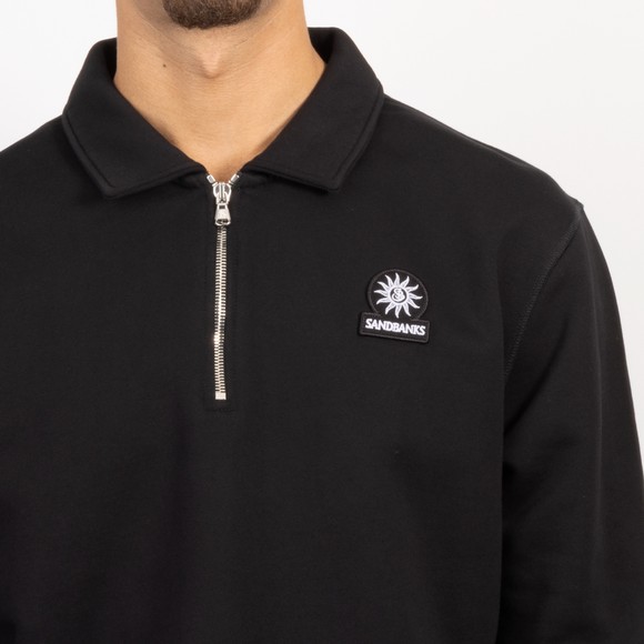 Sandbanks Mens Black Collar 1/4 Zip Sweatshirt #3