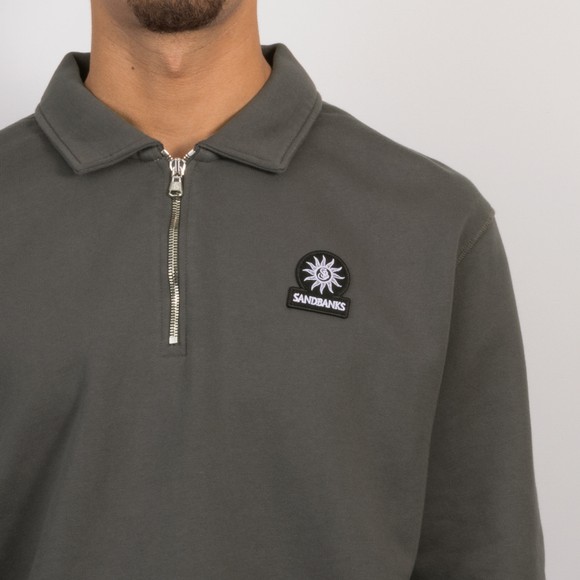 Sandbanks Mens Grey Collar 1/4 Zip Sweatshirt #3
