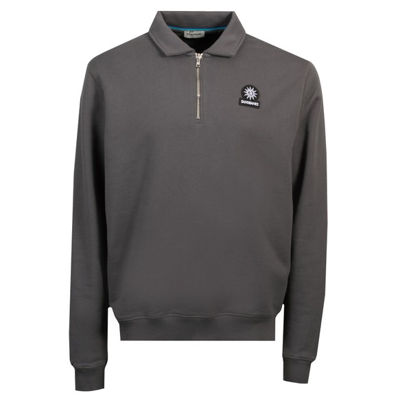 Sandbanks Mens Grey Collar 1/4 Zip Sweatshirt #1