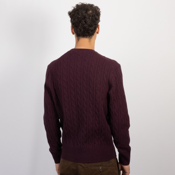 Lacoste Mens Red Carded Wool Cable Knit Crewneck Jumper #4