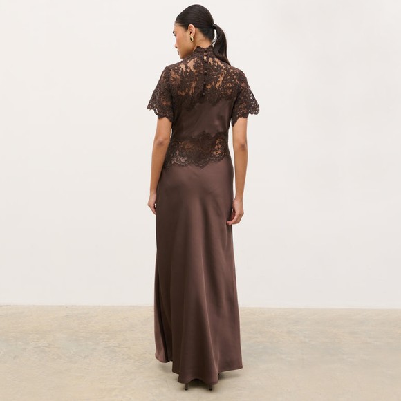 Pretty Lavish Womens Brown Ayla Lace Maxi Dress #3