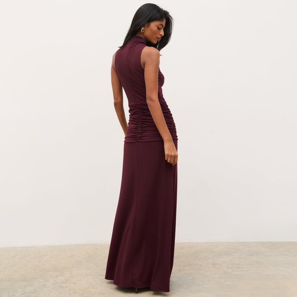 Pretty Lavish Womens Purple Solace Jersey Halterneck Maxi Dress #3
