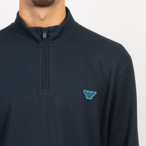Emporio Armani Mens Blue Jersey Loungewear Half Zip Sweatshirt #3