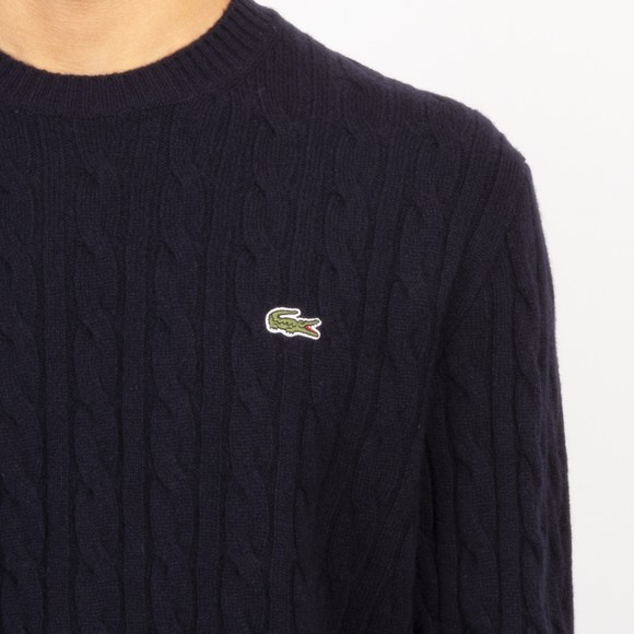 Lacoste Mens Blue Carded Wool Cable Knit Crewneck Jumper #3